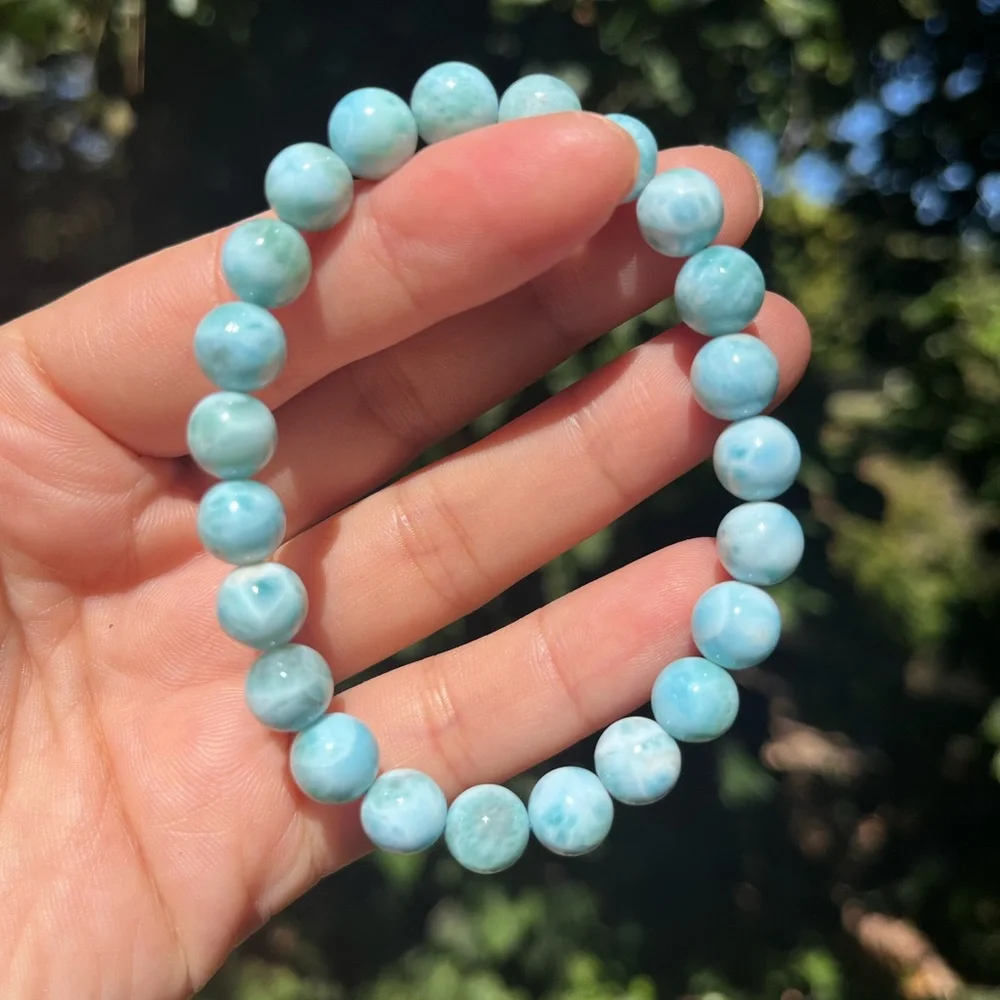8.5mm stretchable‎ Larimar bracelet